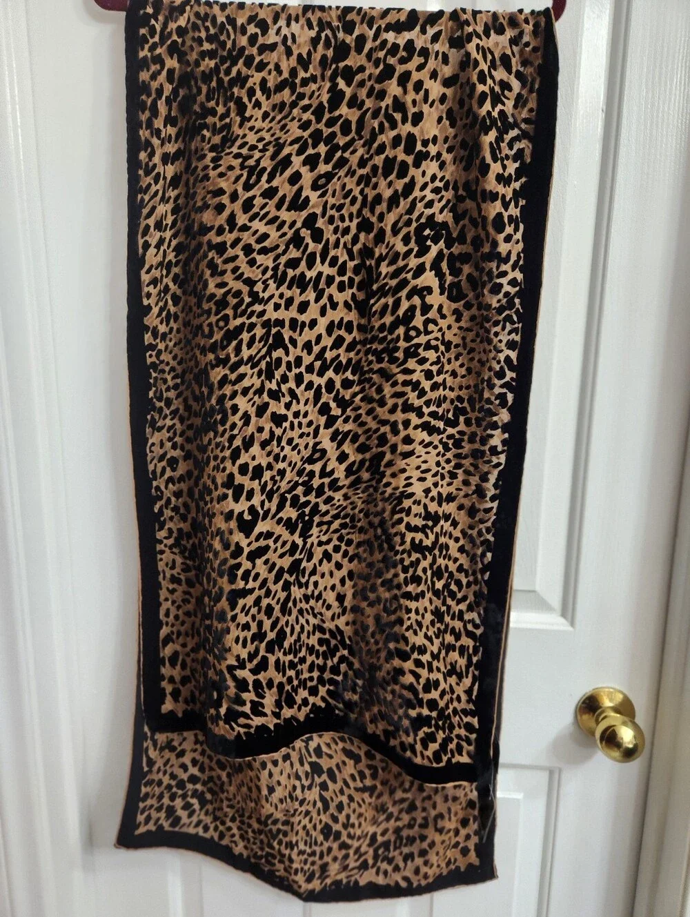 Avenue Plus Size Leopard Print Sheer Burnout Scarf Wrap Trimmed Edge